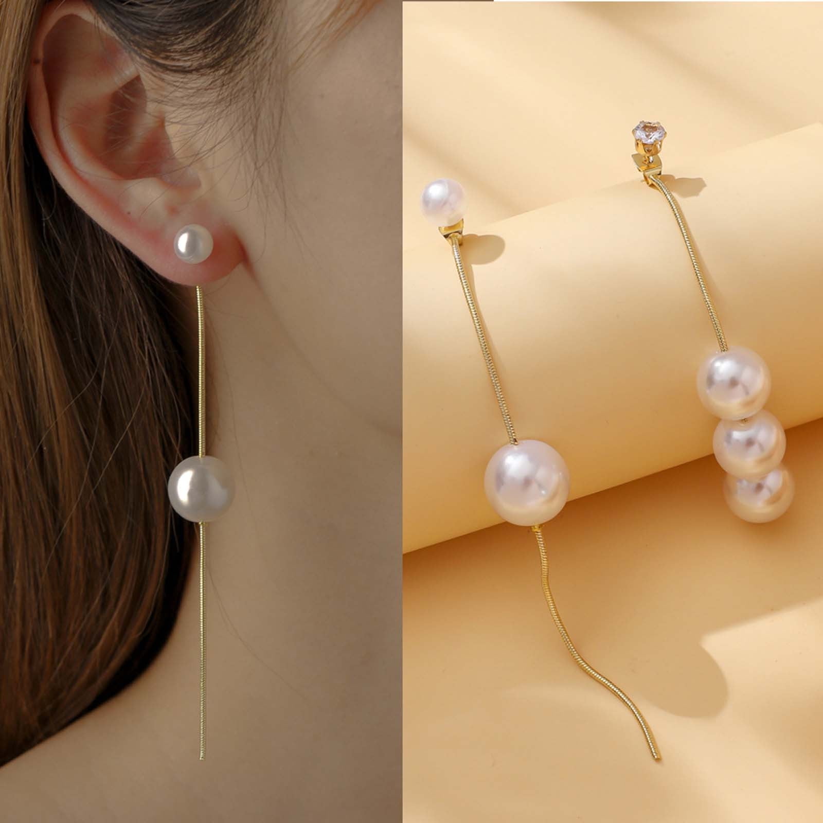 Pearl Earrings Design - Small Stud Earrings - Stud Earrings for Girls -  Luna Pearl Stud Earrings by Blingvine